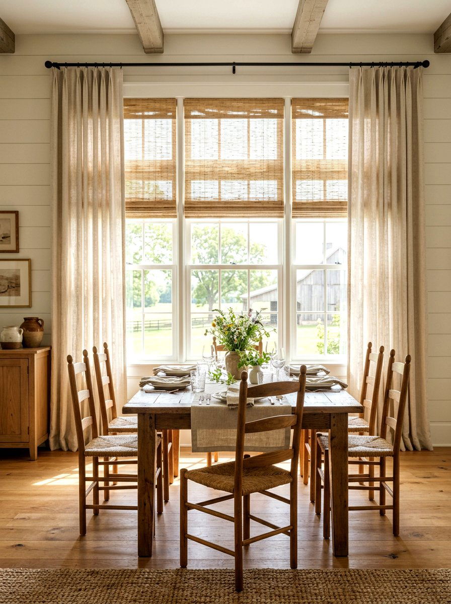Farmhouse Dining Room Window Treatment - 30 farmhouse dining room ideas