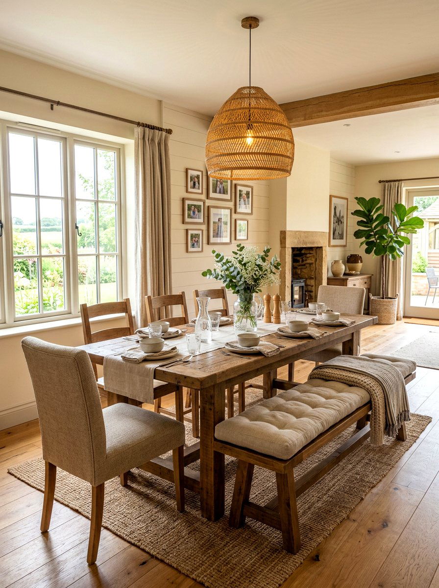 Farmhouse Dining Room With Bench - 30 farmhouse dining room ideas