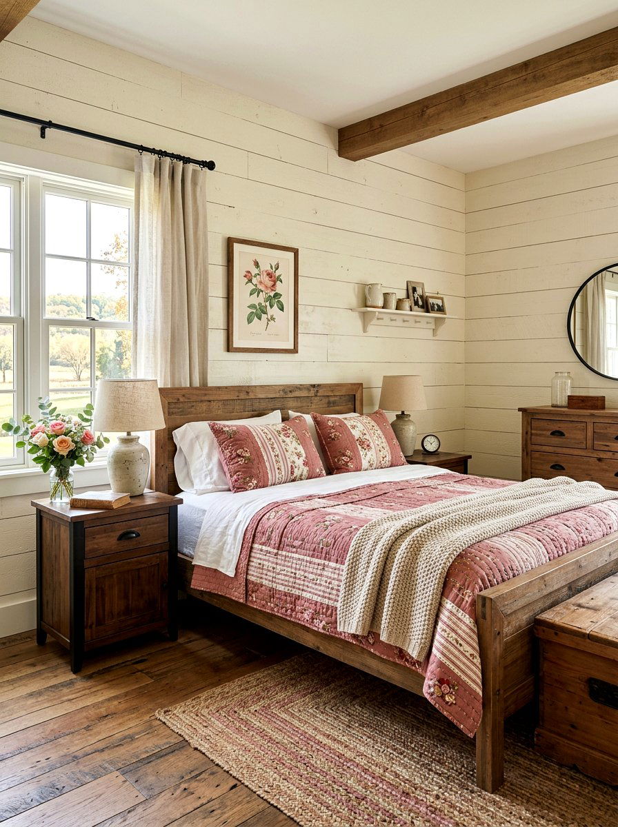 Farmhouse Dusty Rose - 30 dusty rose bedroom ideas