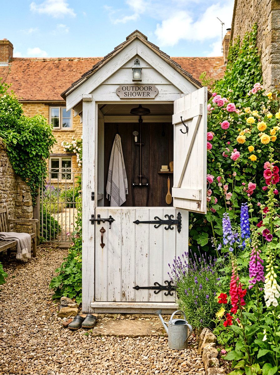 Farmhouse Dutch Door Shower - 30 outdoor shower ideas