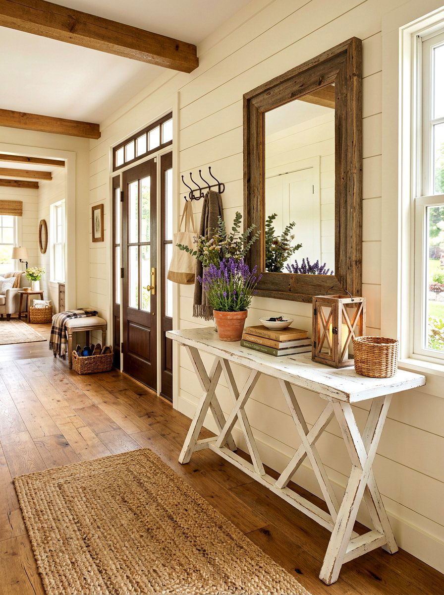 Farmhouse Entry Table - 30 small foyer table ideas