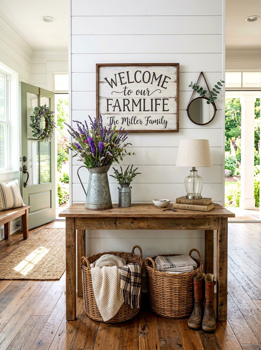 Farmhouse Entry Table - 30 everyday entry table decor ideas