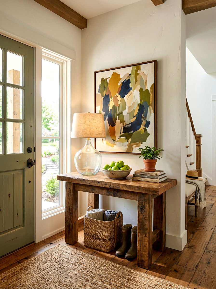 Farmhouse Entry Table - 30 family entryway ideas