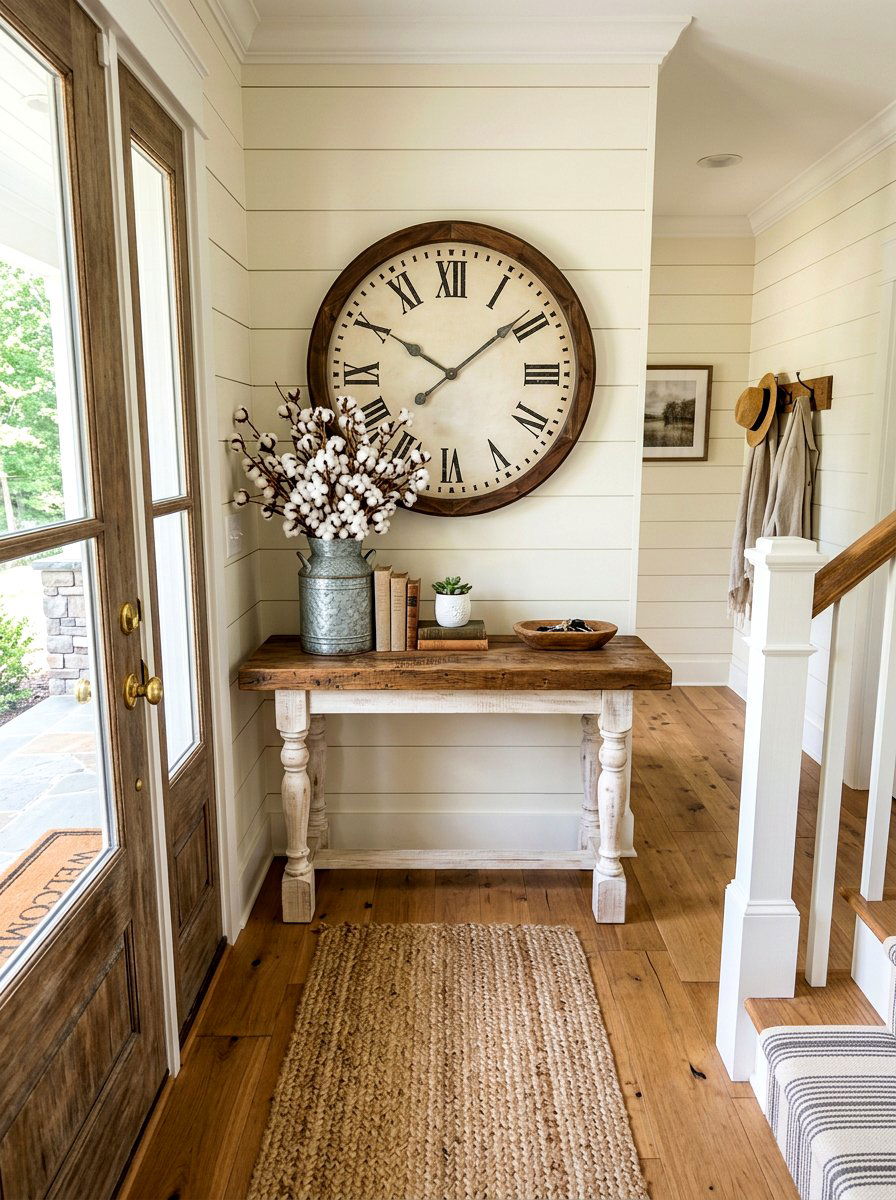 Farmhouse Entryway Table - 30 front hallway decor ideas
