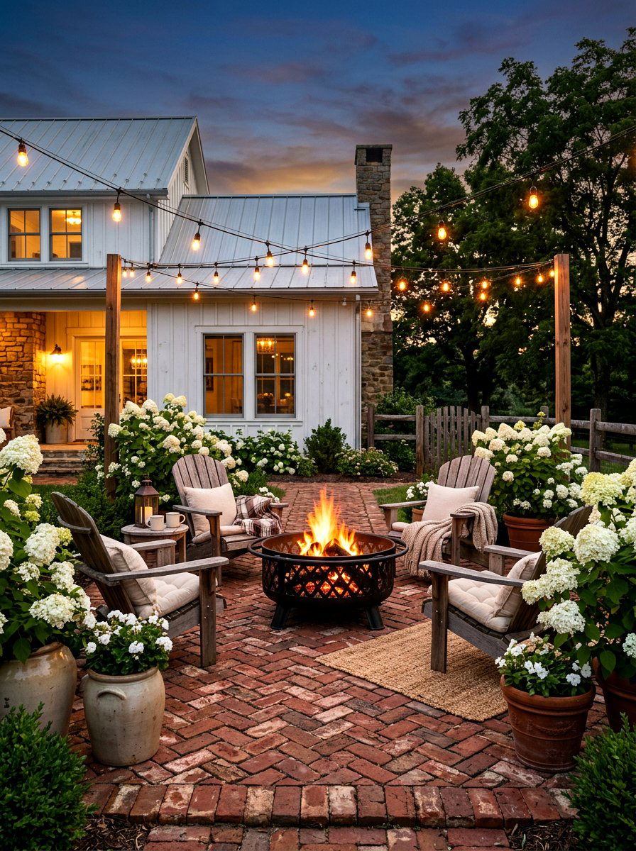 Farmhouse Fire Pit Patio - 30 fire pit patio ideas