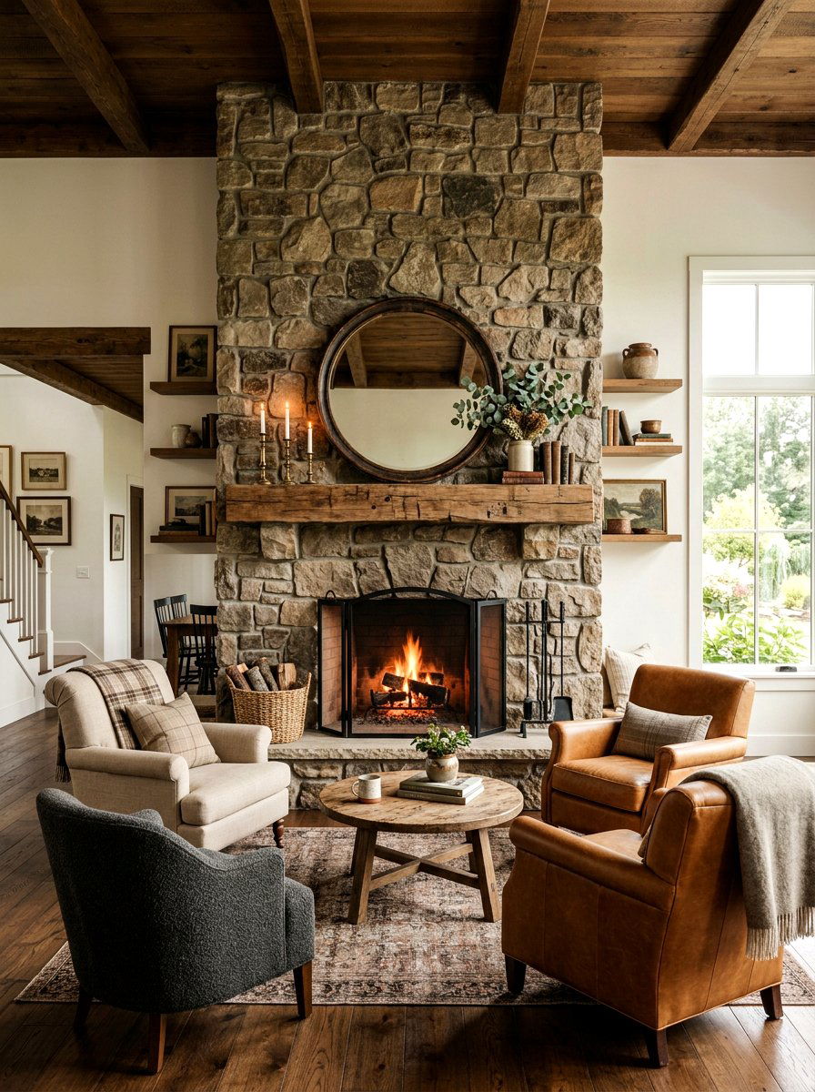 Farmhouse Fireplace Living Room - 30 farmhouse living room ideas