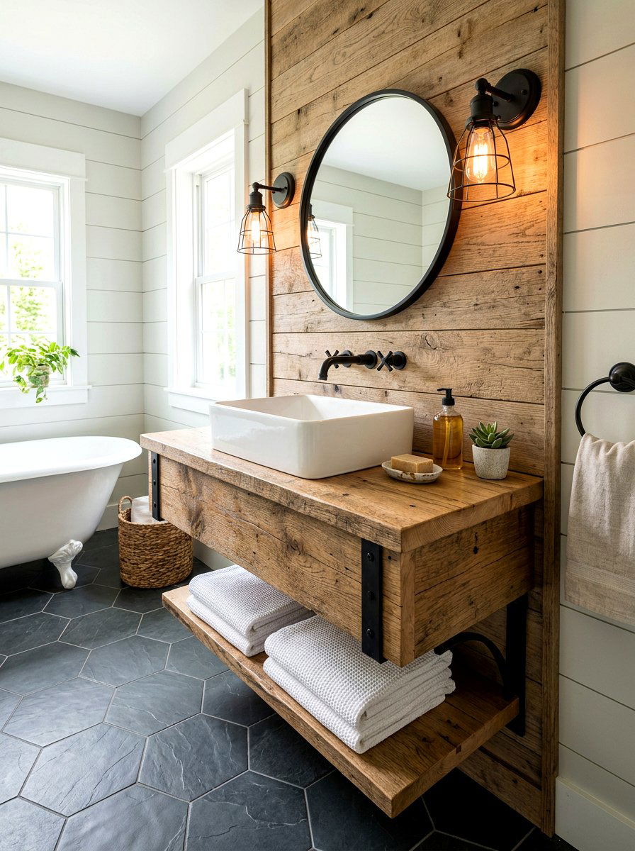 Farmhouse Floating Vanity Bathroom - 30 floating vanity ideas
