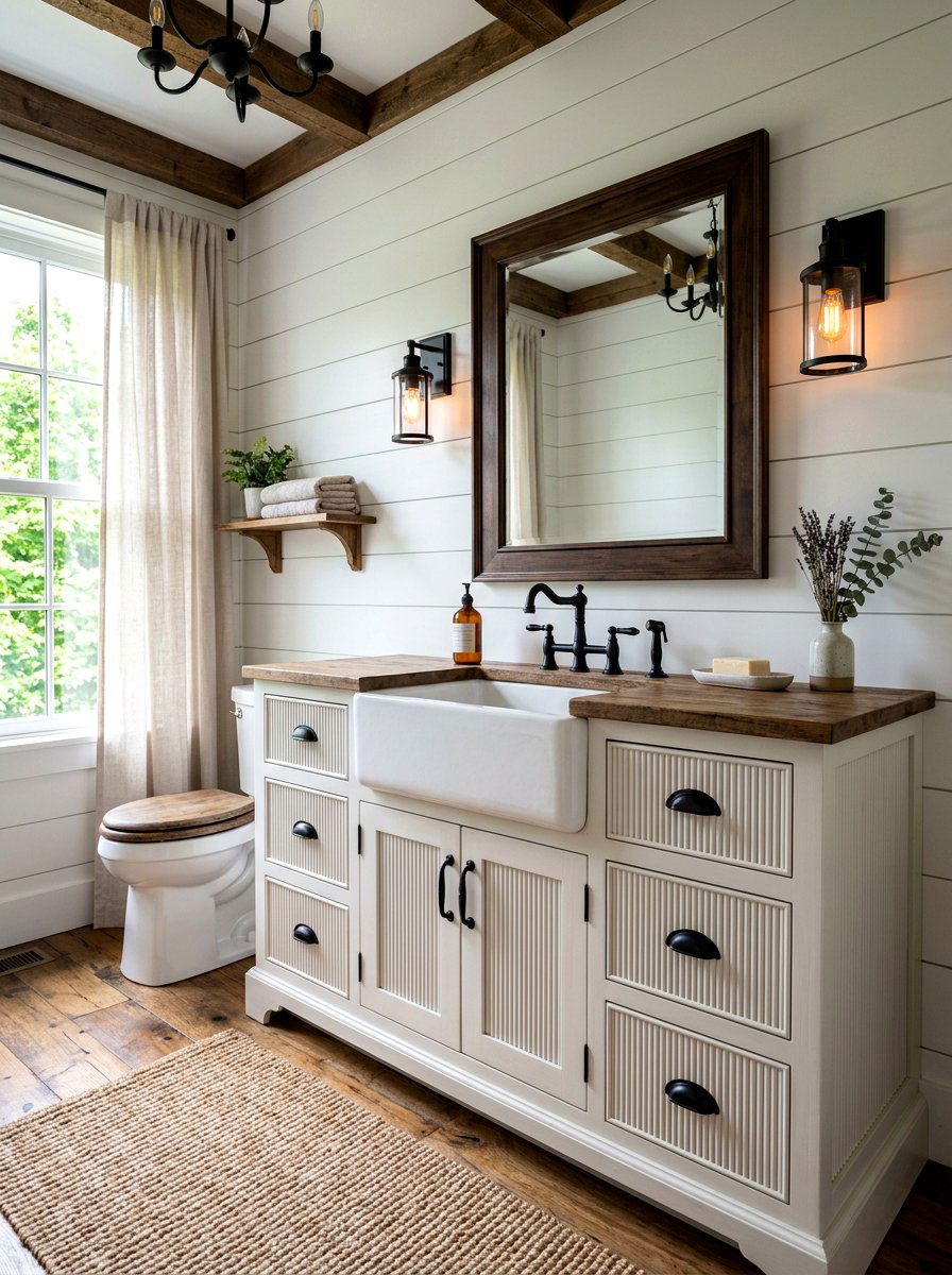Farmhouse Fluted Vanity - 30 fluted vanity ideas