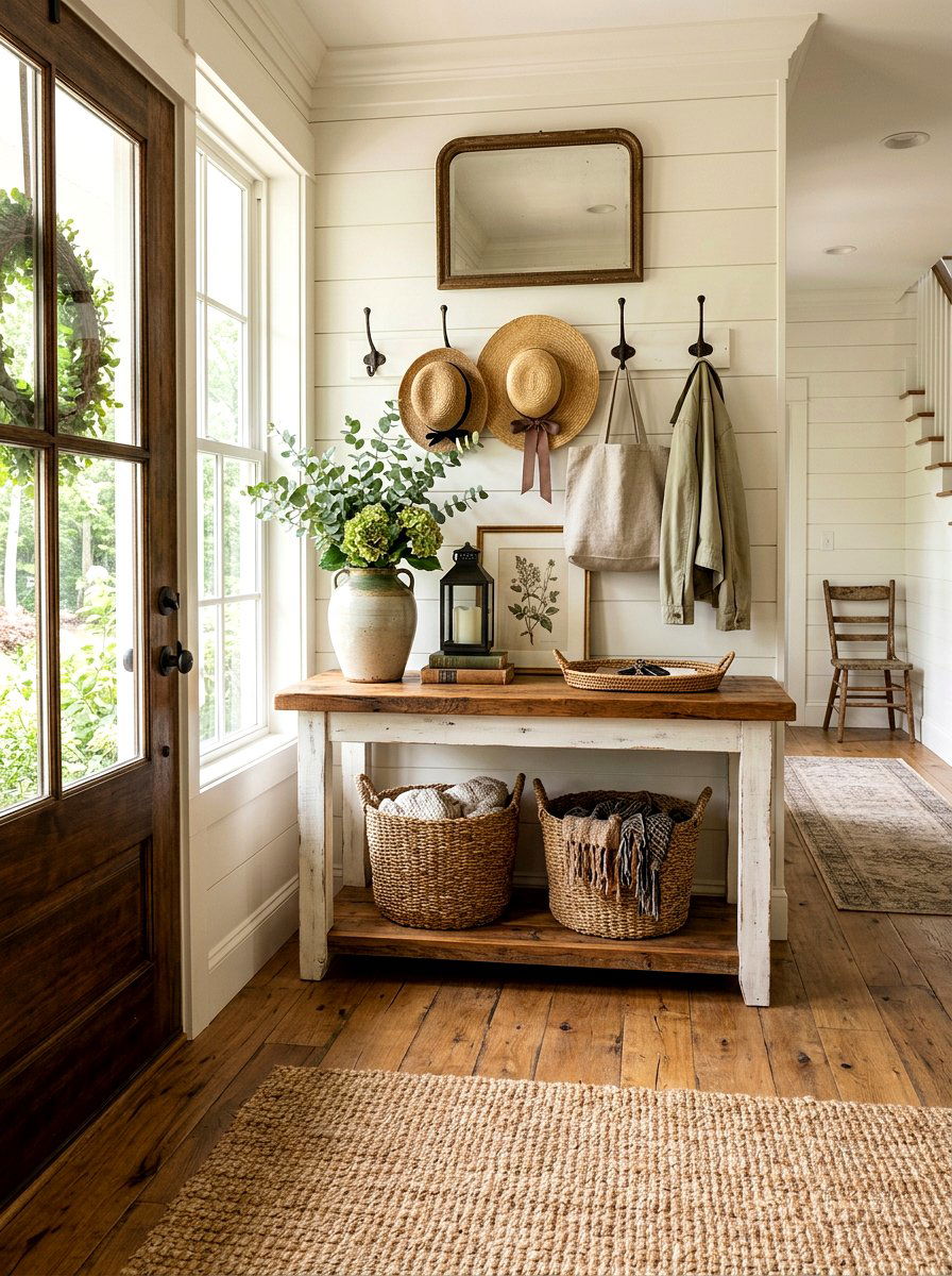Farmhouse Foyer Console - 30 entry console styling ideas