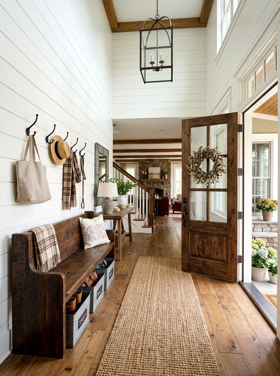 Farmhouse Foyer - 30 apartment entryway styling ideas