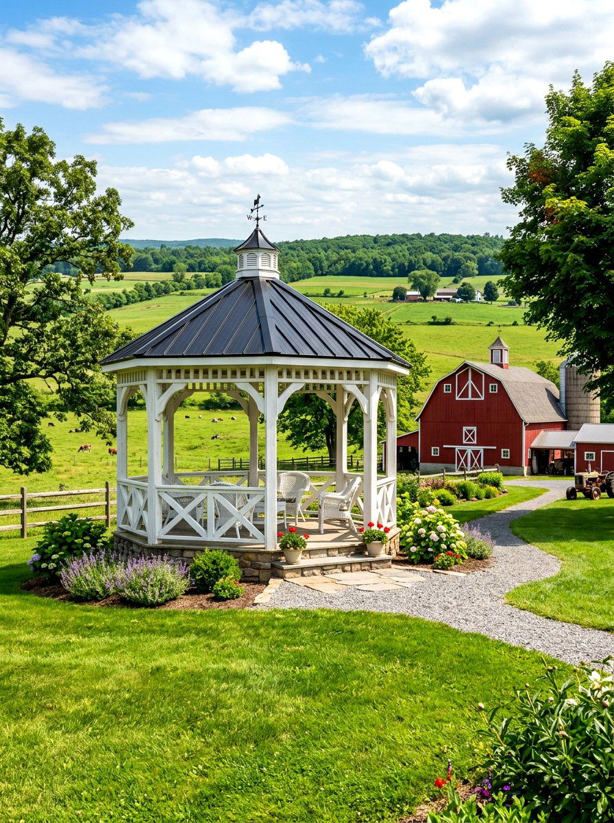 Farmhouse Gazebo - 30 rustic gazebo ideas