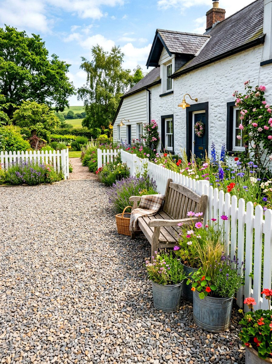Farmhouse Gravel Courtyard - 30 gravel courtyard ideas