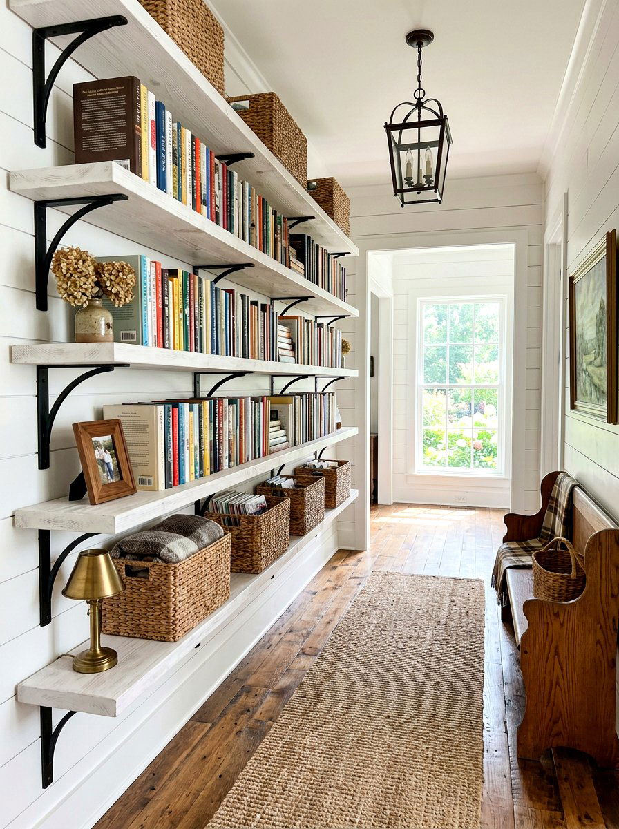 Farmhouse Hallway Book Storage - 30 reading hallway ideas
