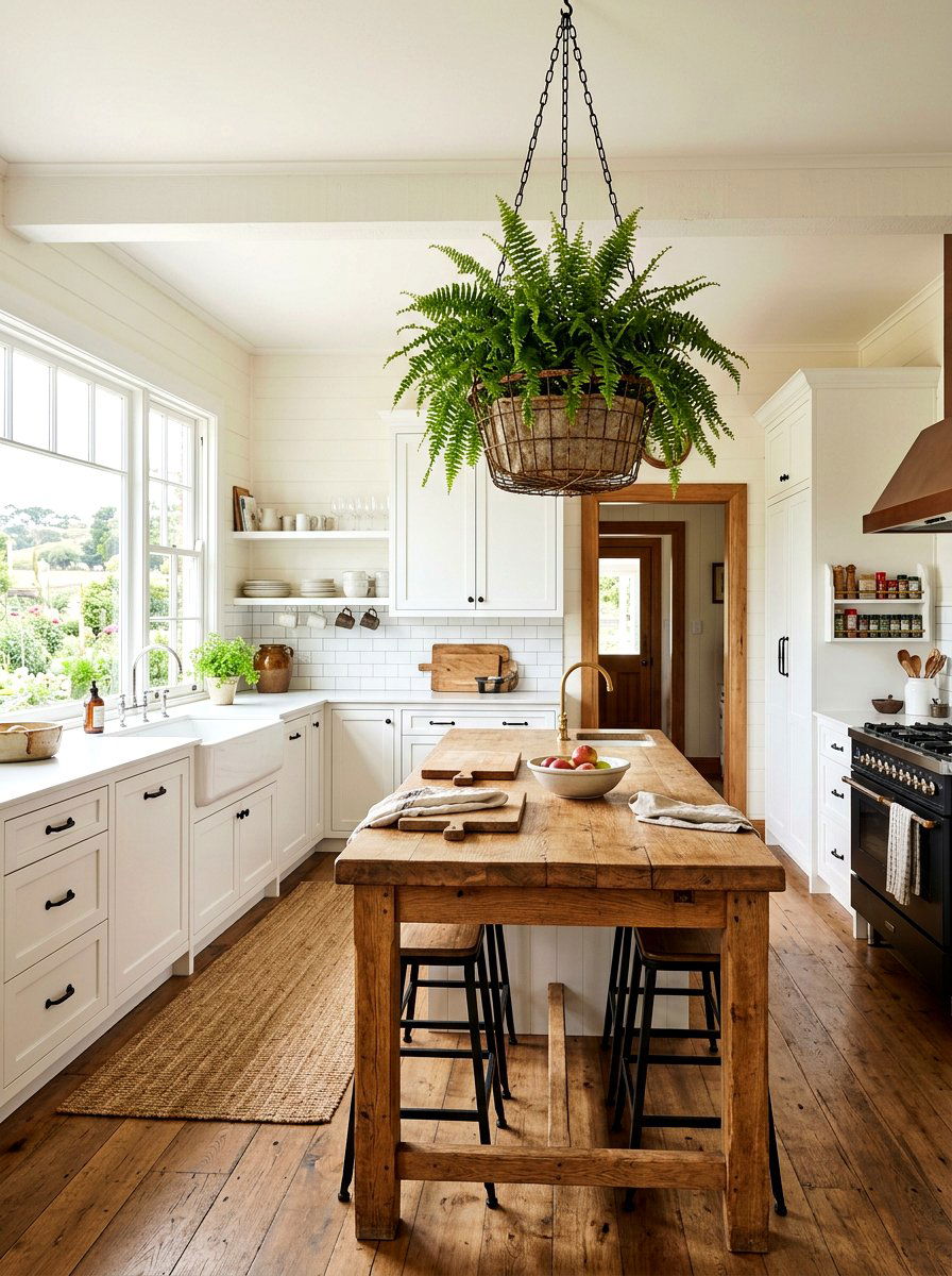 Farmhouse Hanging Fern - 30 hanging fern indoor ideas