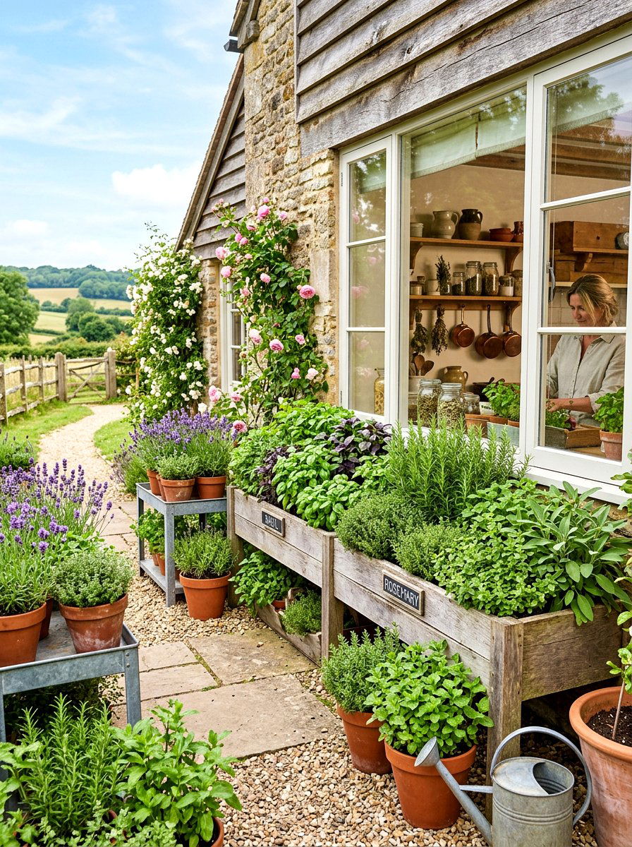 Farmhouse Herb Garden Kitchen - 30 flower market kitchen ideas