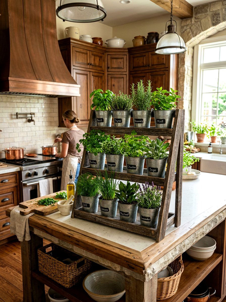 Farmhouse Herb Shelf Stand - 30 indoor herb shelf ideas