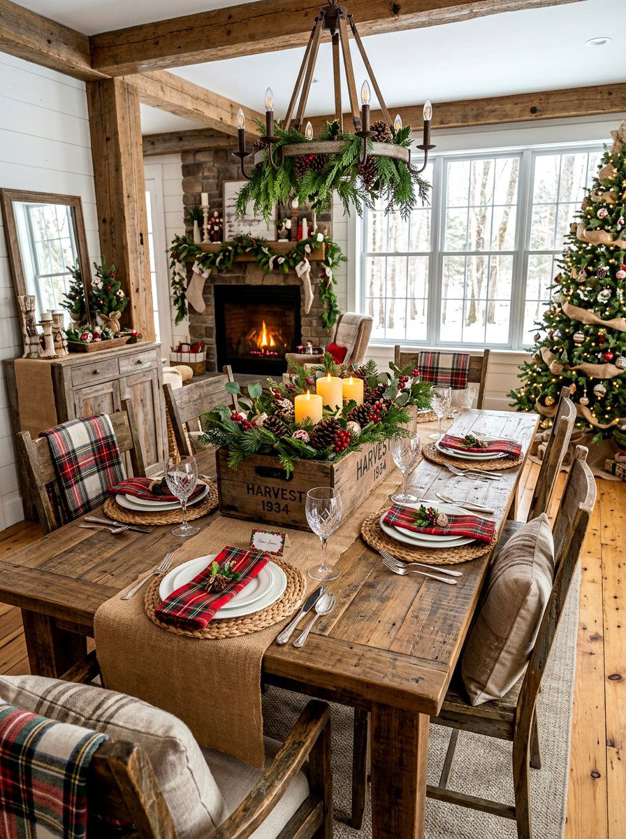Farmhouse Holiday Table Centerpiece - 30 holiday dining table ideas
