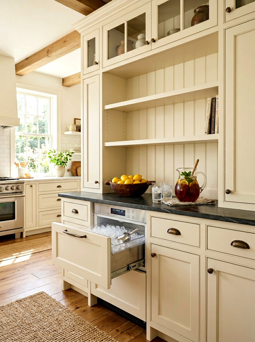 Farmhouse Ice Maker Cabinet - 30 ice maker nook ideas