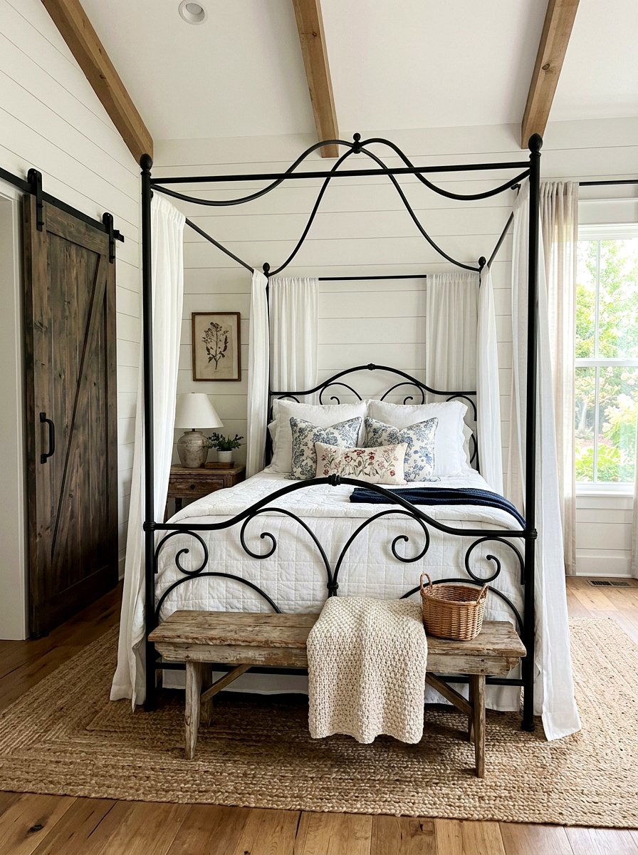 Farmhouse Iron Canopy Bed - 30 canopy bed ideas