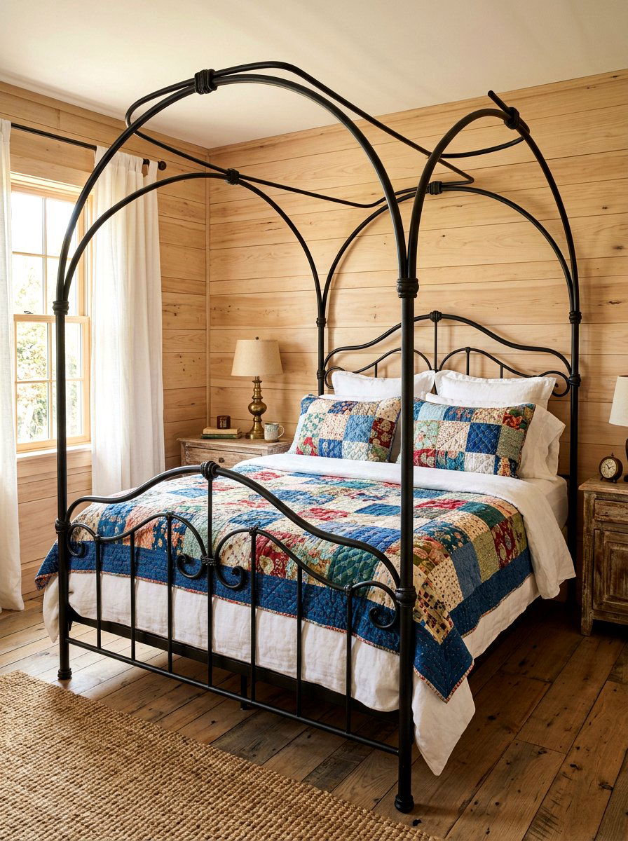 Farmhouse Iron Canopy Bed - 30 statement canopy bed bedroom ideas