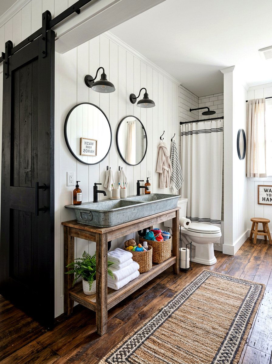 Farmhouse Kids Bathroom - 30 small kids bathroom ideas