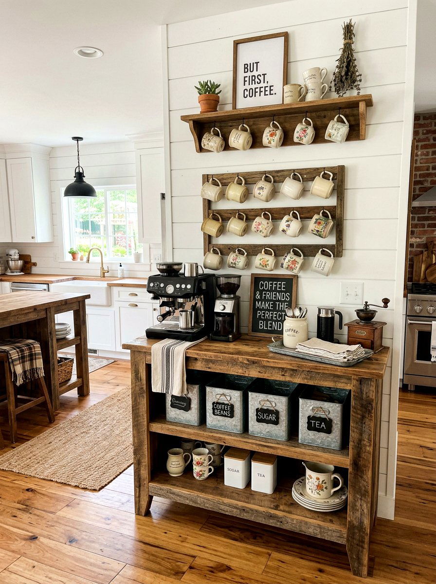 Farmhouse Kitchen Coffee Bar - 30 kitchen coffee bar ideas