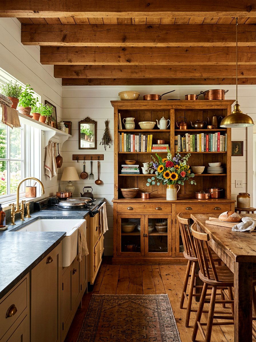 Farmhouse Kitchen With Book Storage - 30 library kitchen ideas