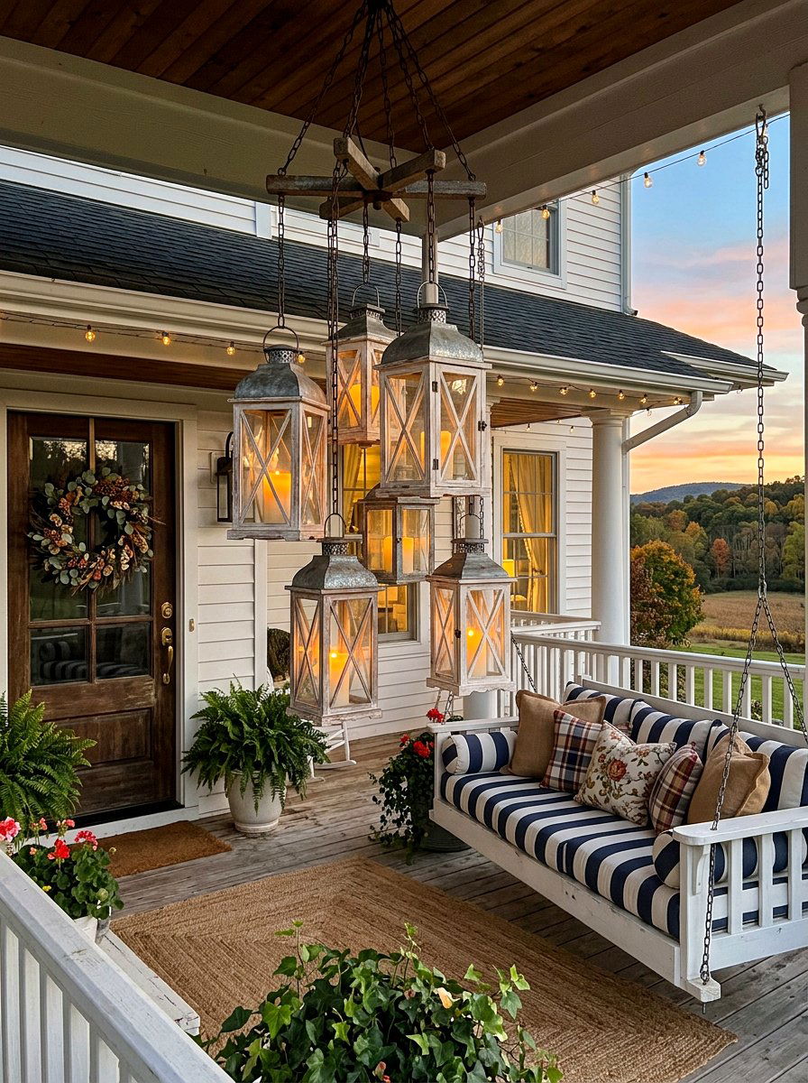 Farmhouse Lantern Cluster - 30 lantern cluster patio ideas