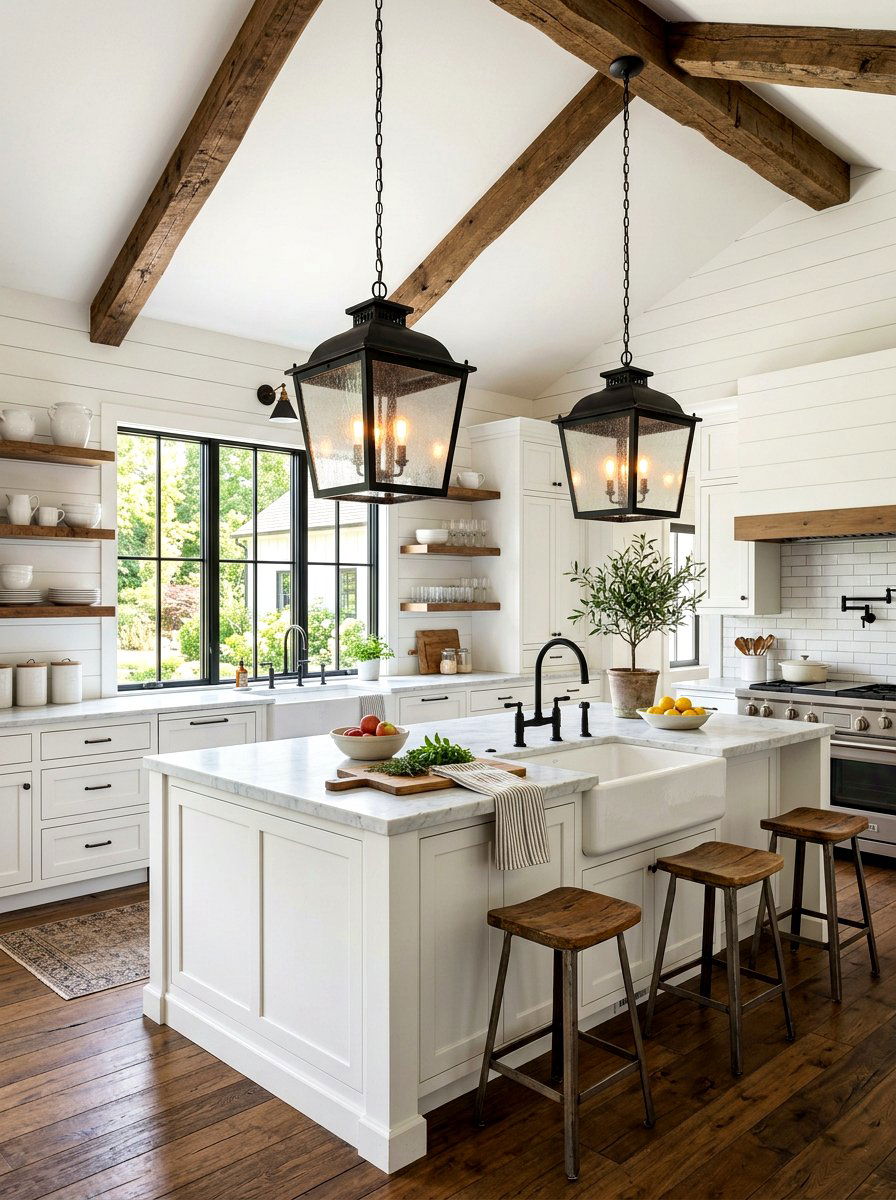 Farmhouse Lantern Pendant Light - 30 kitchen lighting ideas
