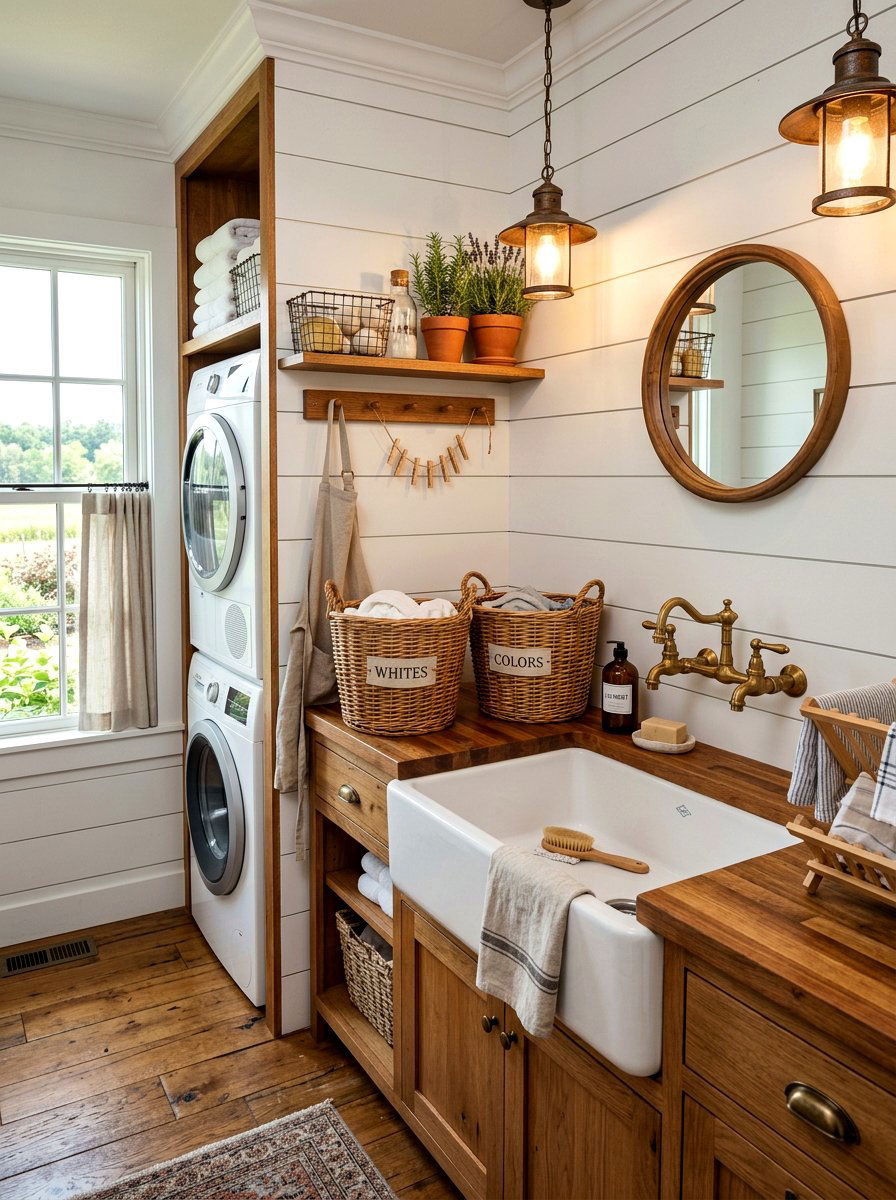 Farmhouse Laundry Nook - 30 laundry nook ideas
