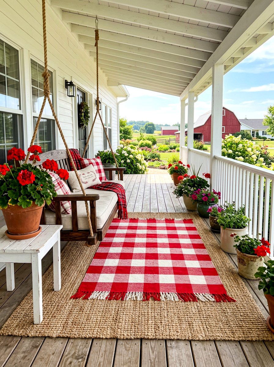 Farmhouse Layered Porch Rug Set - 30 outdoor rug layering ideas