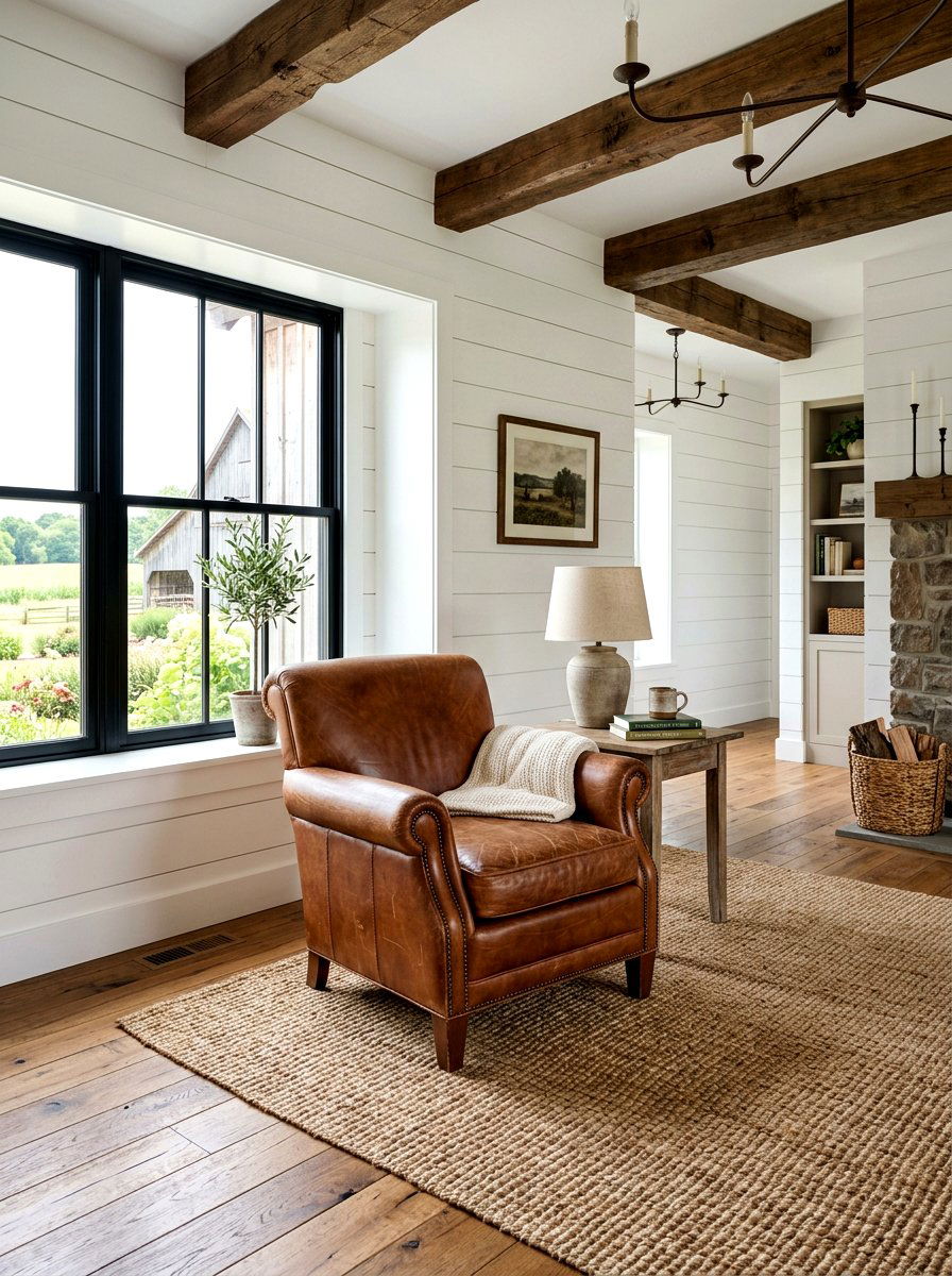 Farmhouse Leather Chair Neutral Space - 30 leather accent chair ideas