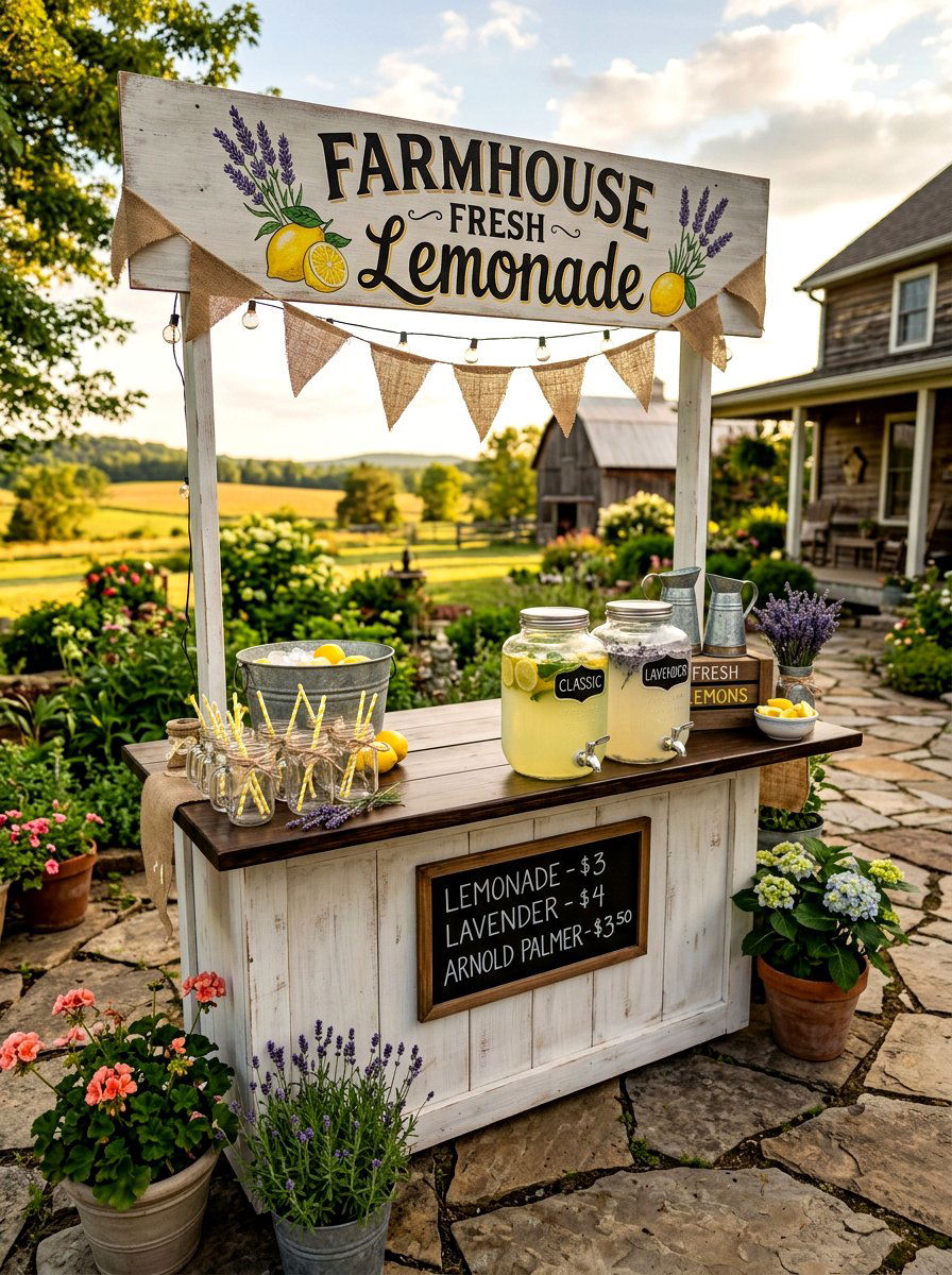 Farmhouse Lemonade Stand - 30 lemonade stand patio ideas