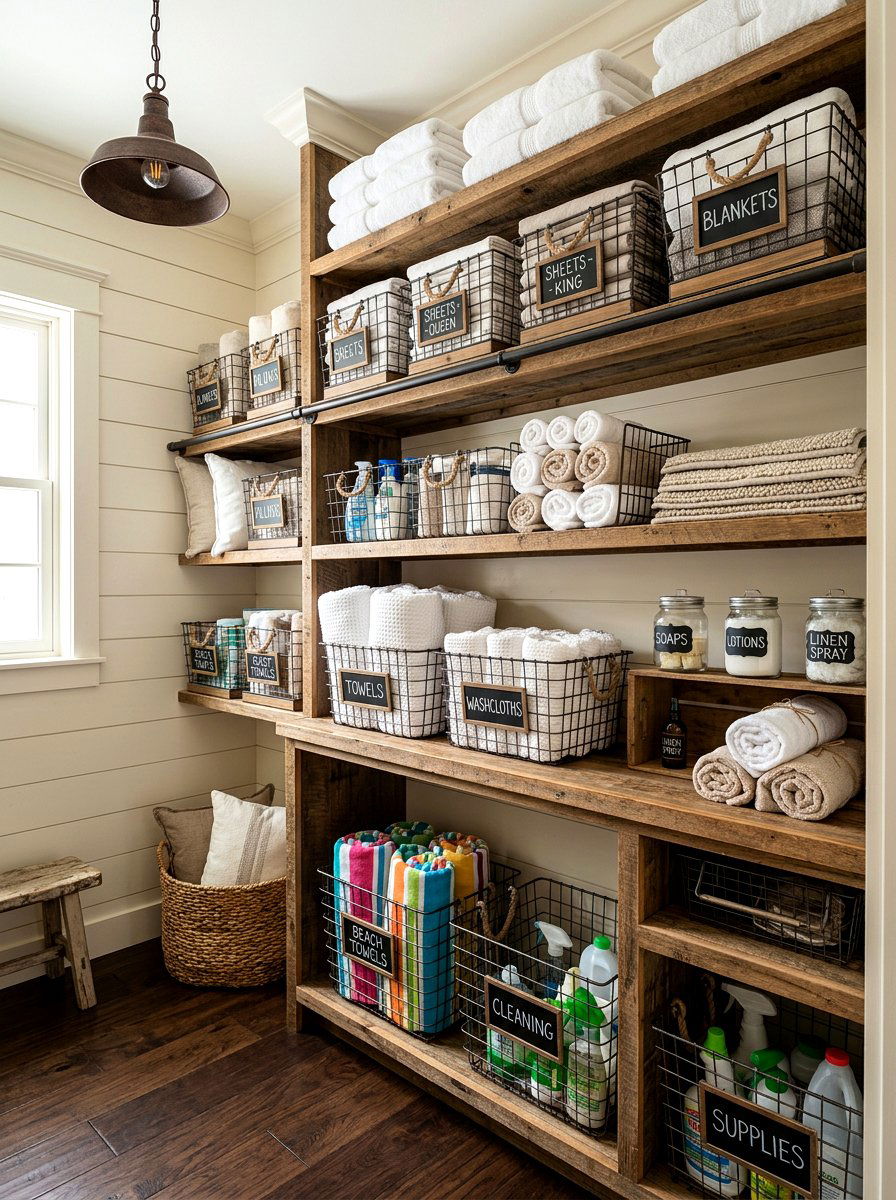Farmhouse Linen Closet - 30 linen closet ideas