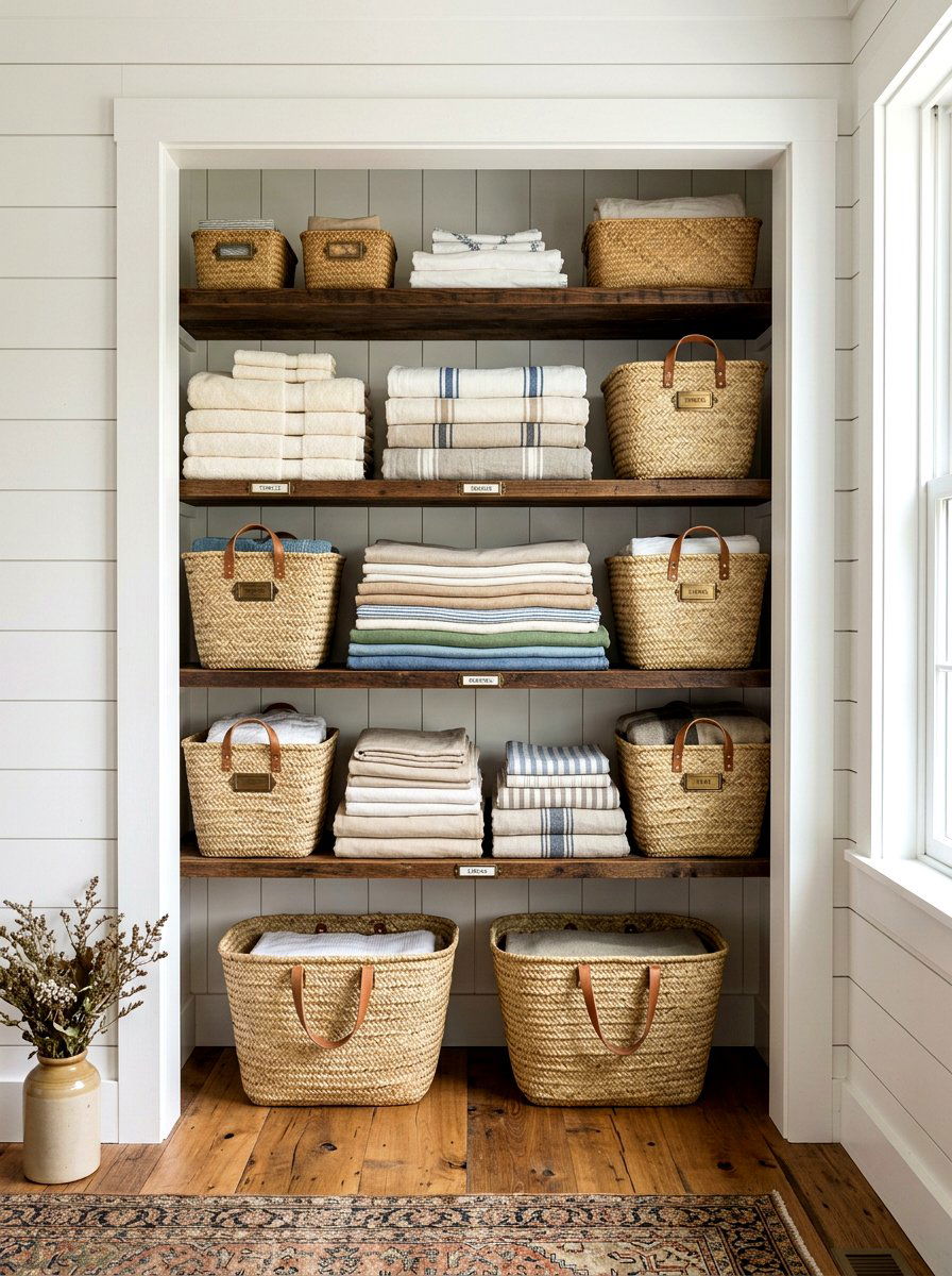 Farmhouse Linen Closet - 30 hallway linen closet ideas