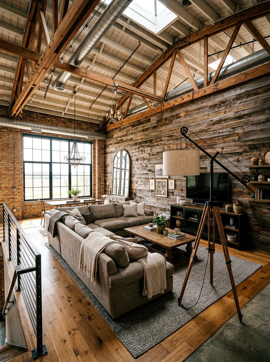 Farmhouse Loft Living Room - 30 farmhouse living room ideas