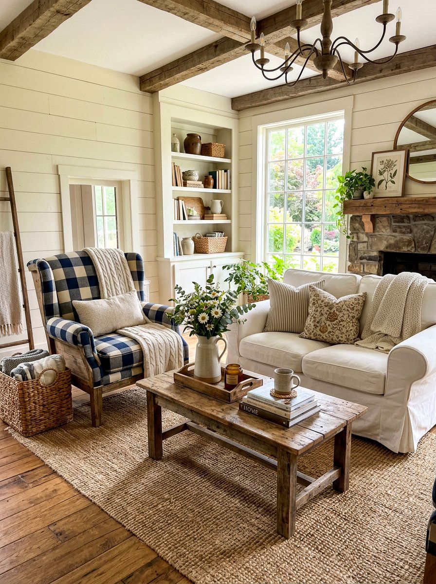 Farmhouse Loveseat and Armchair Grouping - 30 loveseat and chair layout ideas