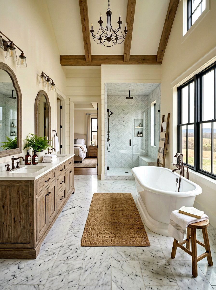 Farmhouse Master Suite - 30 farmhouse bathroom ideas