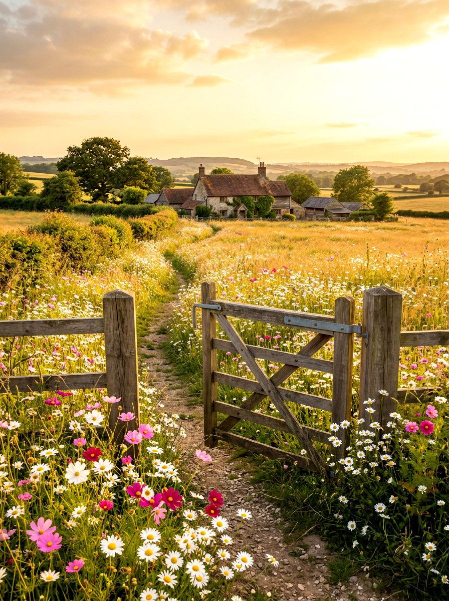 Farmhouse Meadow Landscape - 30 flower field backyard ideas