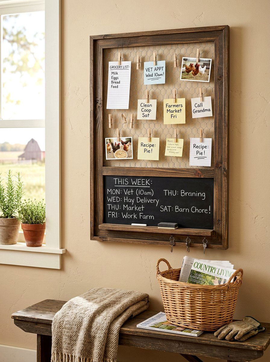 Farmhouse Message Center - 30 family message center ideas
