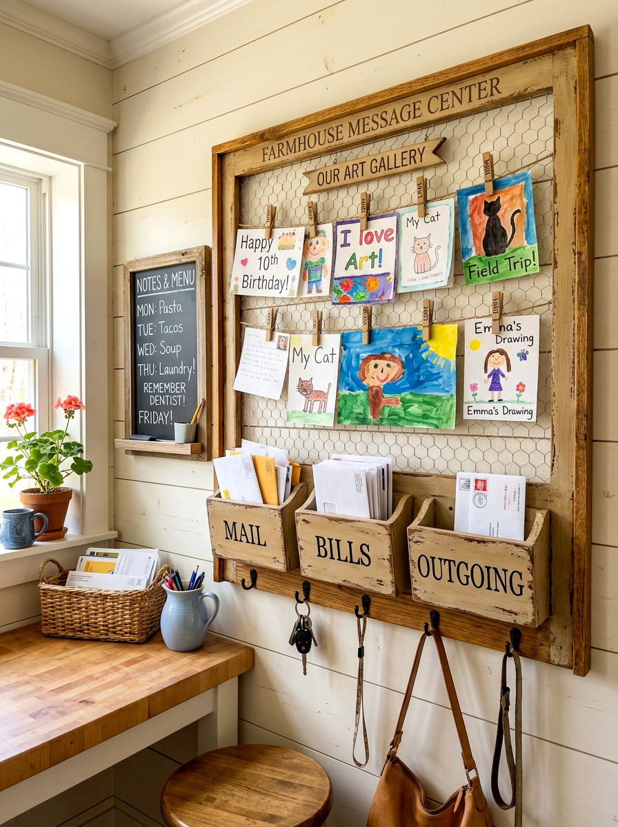 Farmhouse Message Center - 30 command center ideas