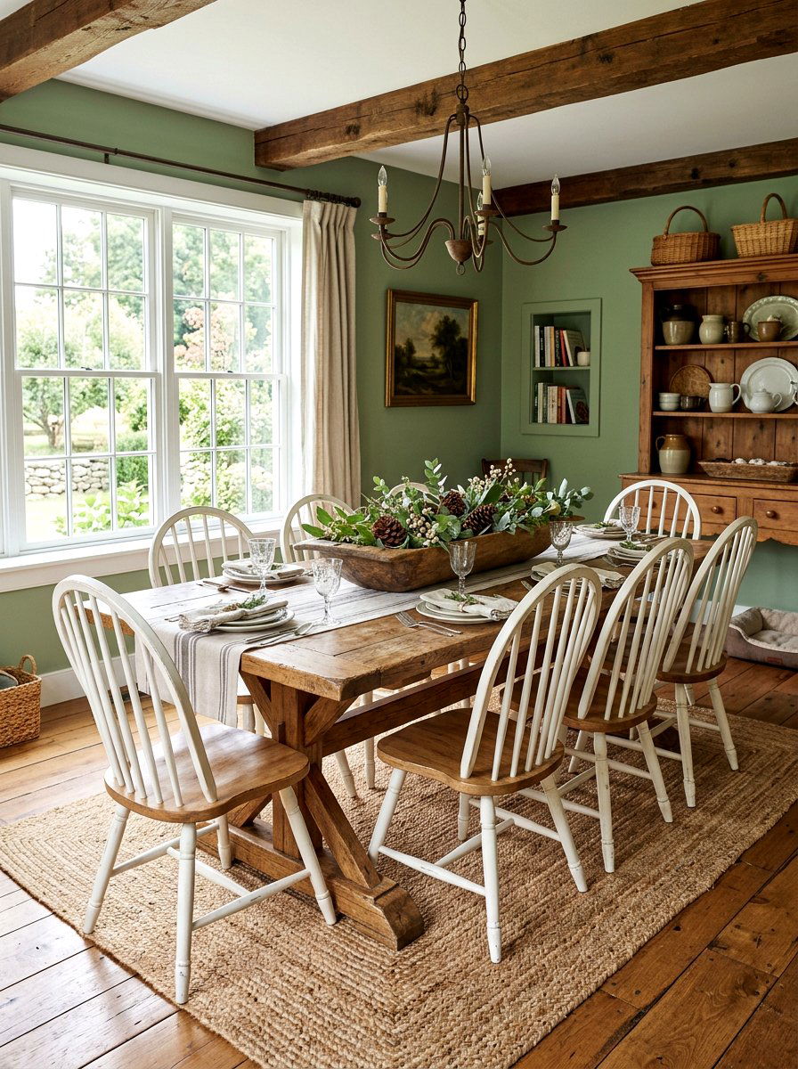 Farmhouse Moss Green Dining Room - 30 moss green dining room ideas