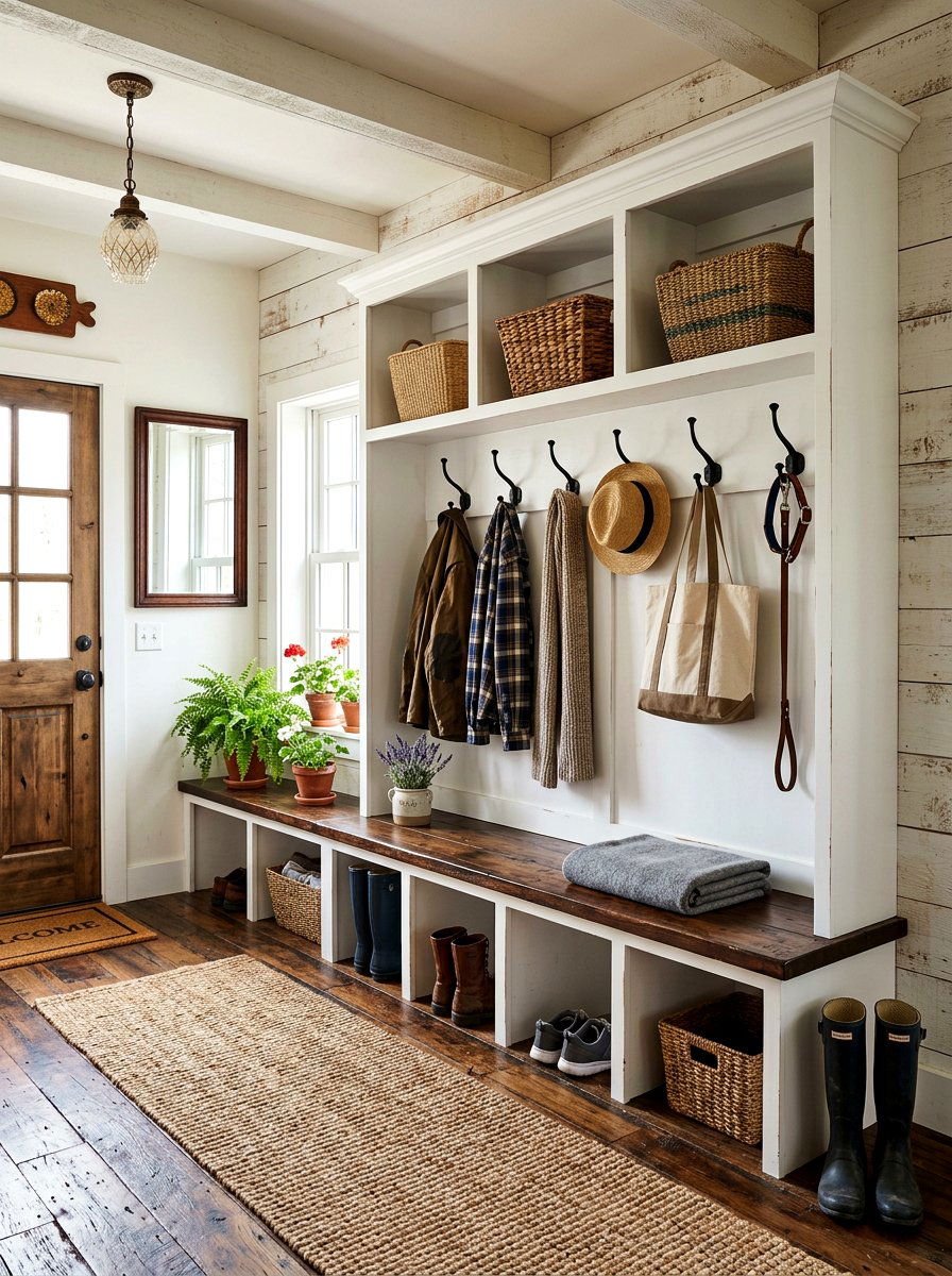 Farmhouse Mudroom Locker - 30 mudroom locker ideas
