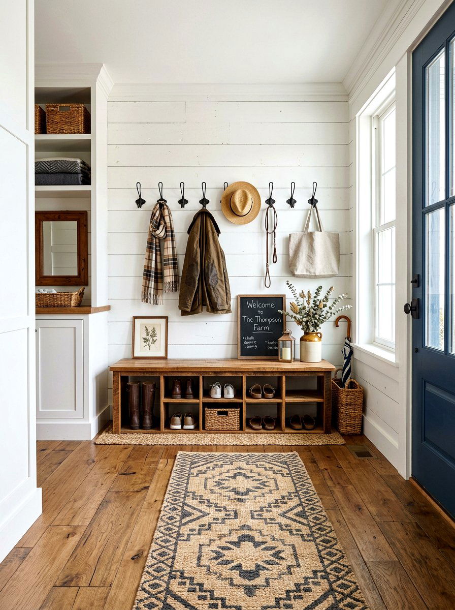 Farmhouse Mudroom - 30 entry closet mudroom ideas