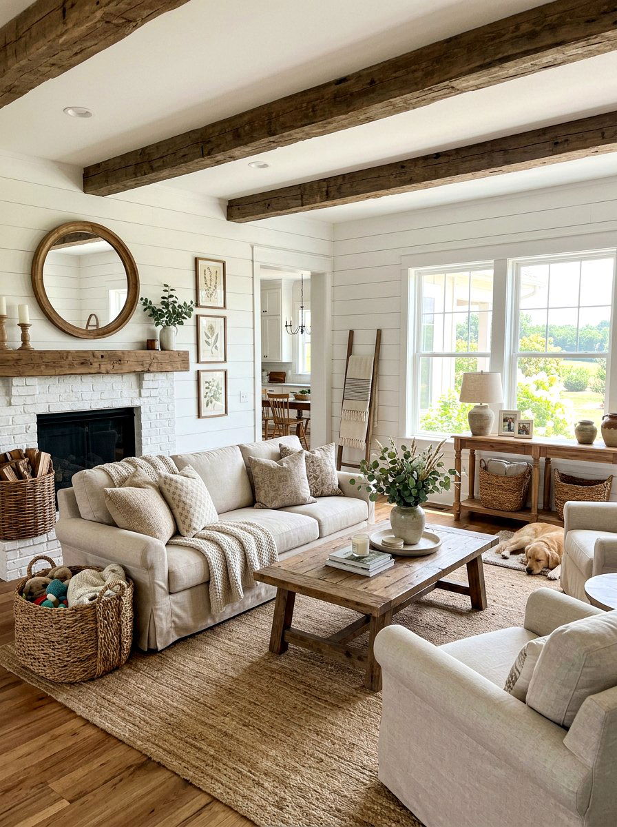 Farmhouse Oatmeal Living Room - 30 oatmeal living room ideas