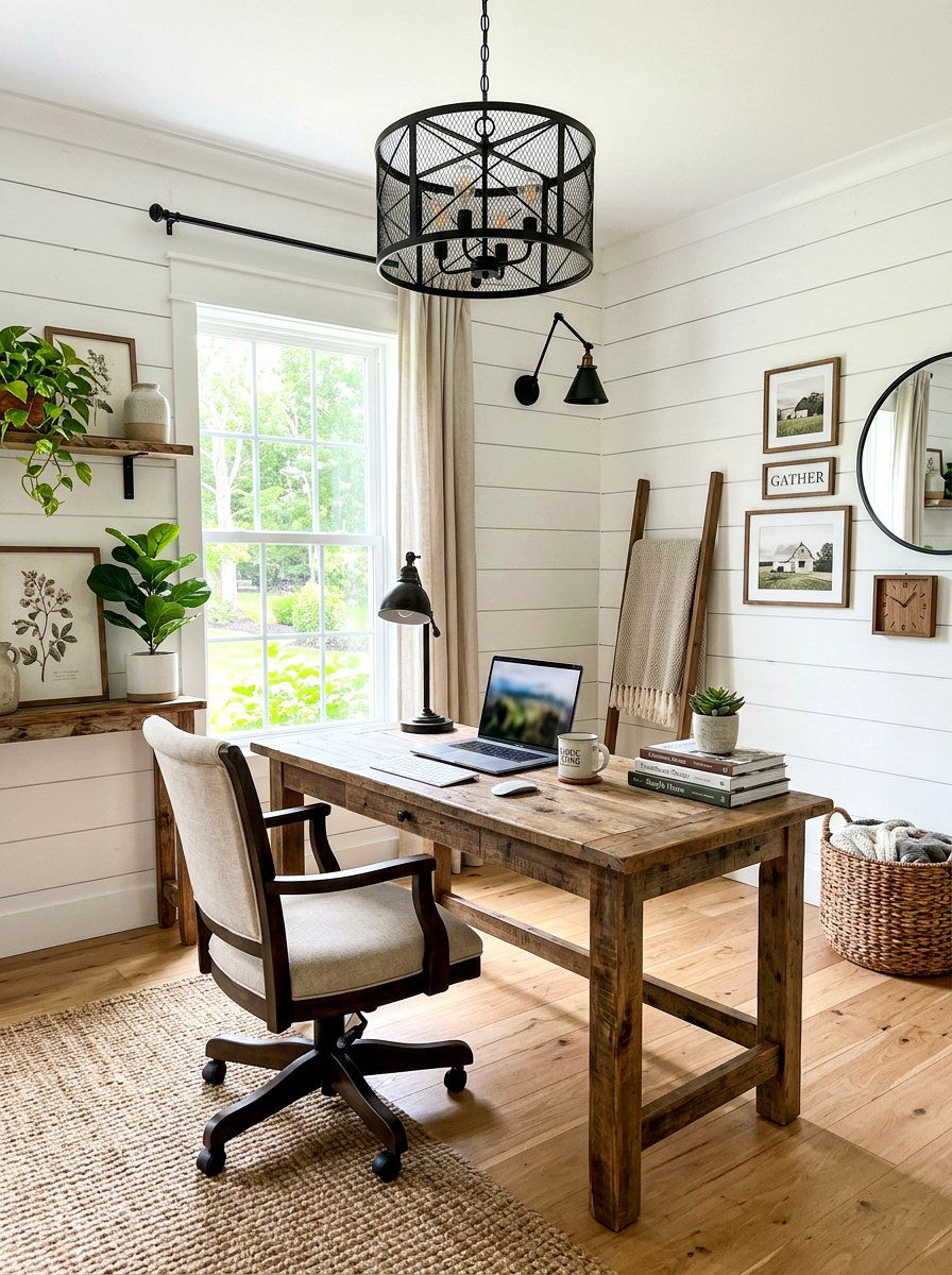Farmhouse Office Decor - 30 zoom background office ideas