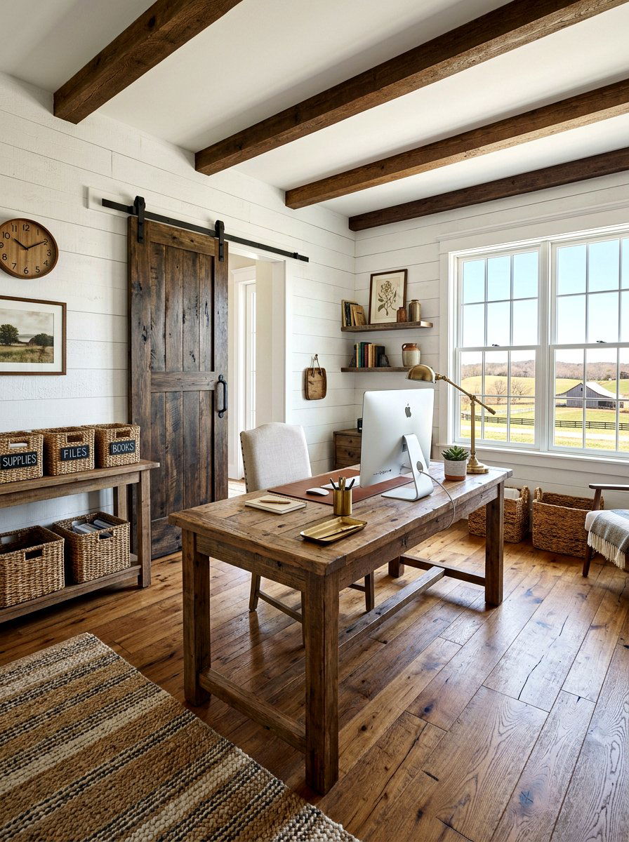 Farmhouse Office - 30 work from home office ideas