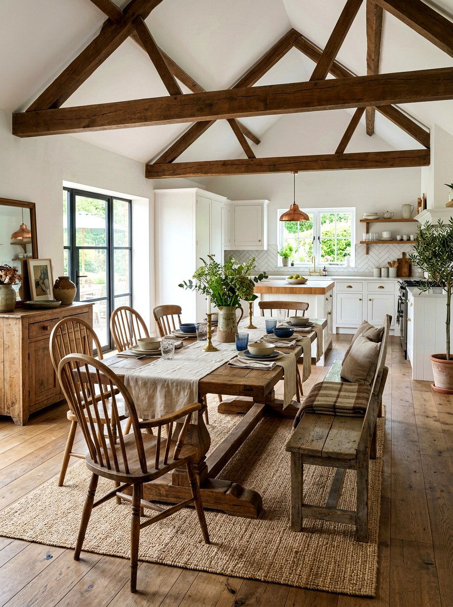 Farmhouse Open Plan Dining - 30 open dining room ideas
