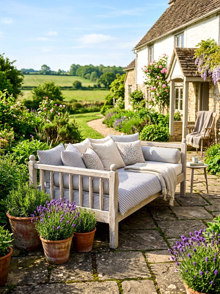 Farmhouse Outdoor Bed - 30 cabana bed patio ideas