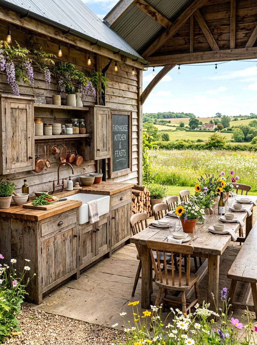 Farmhouse Outdoor Kitchen - 30 bbq area ideas